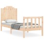 Single bed frame with solid wood headboard by , Beds and slatted bases - Ref: Foro24-3192256, Price: 102,34 €, Discount: %