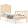 Single bed frame with solid wood headboard by , Beds and slatted bases - Ref: Foro24-3192256, Price: 99,46 €, Discount: %