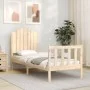 Single bed frame with solid wood headboard by , Beds and slatted bases - Ref: Foro24-3192256, Price: 99,46 €, Discount: %