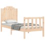 Single bed frame with solid wood headboard by , Beds and slatted bases - Ref: Foro24-3192256, Price: 102,34 €, Discount: %