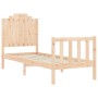 Single bed frame with solid wood headboard by , Beds and slatted bases - Ref: Foro24-3192256, Price: 102,34 €, Discount: %