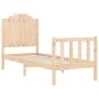 Single bed frame with solid wood headboard by , Beds and slatted bases - Ref: Foro24-3192256, Price: 99,46 €, Discount: %