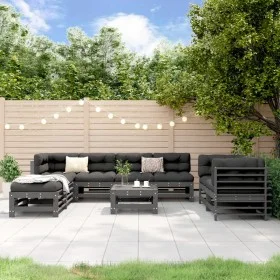 High table and stools garden set 9 pieces solid pine wood gray by , Garden sets - Ref: Foro24-3186300, Price: 577,12 €, Disco...