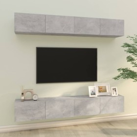 Muebles de TV 4 piezas gris hormigón 100x30x30 cm