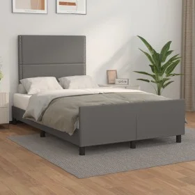 Bed frame with headboard gray synthetic leather 120x200cm by , Beds and slatted bases - Ref: Foro24-3125504, Price: 188,78 €,...