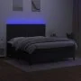 Box spring bed mattress and LED lights black fabric 160x200 cm by , Beds and slatted bases - Ref: Foro24-3134807, Price: 531,...