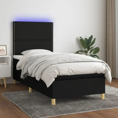 Box spring bed mattress and LED lights black fabric 80x200 cm by , Beds and slatted bases - Ref: Foro24-3135311, Price: 282,5...