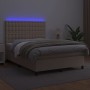Box spring bed LED mattress synthetic leather cappuccino 140x190cm by , Beds and slatted bases - Ref: Foro24-3135944, Price: ...