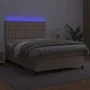 Box spring bed LED mattress synthetic leather cappuccino 140x190cm by , Beds and slatted bases - Ref: Foro24-3135944, Price: ...