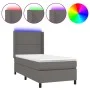 Boxspringbett mit Matratze und LED-grauem Kunstleder 100x200 cm von , Betten und Lattenroste - Ref: Foro24-3139311, Preis: 36...