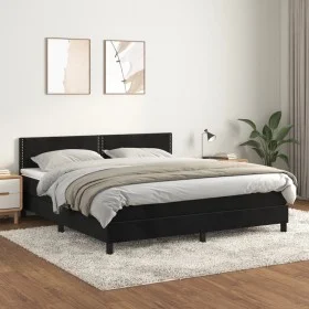 Boxspringbett mit schwarzer Samtmatratze 160x200 cm von , Betten und Lattenroste - Ref: Foro24-3141253, Preis: 470,39 €, Raba...