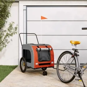 Bicycle pet trailer, iron frame, Oxford fabric in orange and grey. by , pet strollers - Ref: Foro24-93858, Price: 129,52 €, D...