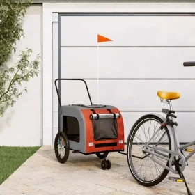 Bicycle pet trailer, iron frame, Oxford fabric in orange and grey. by , pet strollers - Ref: Foro24-93851, Price: 106,23 €, D...