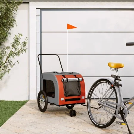 Bicycle pet trailer, iron frame, Oxford fabric in orange and grey. by , pet strollers - Ref: Foro24-93851, Price: 106,23 €, D...