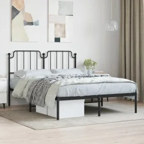 Bed frame with black metal headboard 140x190 cm by , Beds and slatted bases - Ref: Foro24-373887, Price: 91,06 €, Discount: %