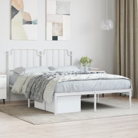 Estructura de cama con cabecero metal blanca 140x200 cm