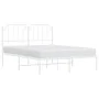 White metal bed frame with headboard 140x200 cm by , Beds and slatted bases - Ref: Foro24-373937, Price: 86,87 €, Discount: %