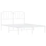 White metal bed frame with headboard 140x200 cm by , Beds and slatted bases - Ref: Foro24-373937, Price: 86,87 €, Discount: %