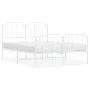 Metal bed frame with headboard and white footboard 140x190 cm by , Beds and slatted bases - Ref: Foro24-373954, Price: 100,14...