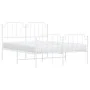 Metal bed frame with headboard and white footboard 140x190 cm by , Beds and slatted bases - Ref: Foro24-373954, Price: 100,14...