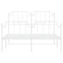 Metal bed frame with headboard and white footboard 140x190 cm by , Beds and slatted bases - Ref: Foro24-373954, Price: 100,14...