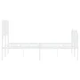 Metal bed frame with headboard and white footboard 140x190 cm by , Beds and slatted bases - Ref: Foro24-373954, Price: 100,14...