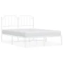 Metal bed frame with white headboard 135x190 cm by , Beds and slatted bases - Ref: Foro24-373935, Price: 89,09 €, Discount: %