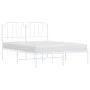 Metal bed frame with white headboard 135x190 cm by , Beds and slatted bases - Ref: Foro24-373935, Price: 89,09 €, Discount: %