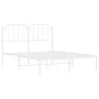 Metal bed frame with white headboard 135x190 cm by , Beds and slatted bases - Ref: Foro24-373935, Price: 89,09 €, Discount: %