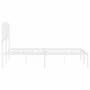 Metal bed frame with white headboard 135x190 cm by , Beds and slatted bases - Ref: Foro24-373935, Price: 89,09 €, Discount: %