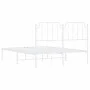 Metal bed frame with white headboard 135x190 cm by , Beds and slatted bases - Ref: Foro24-373935, Price: 89,09 €, Discount: %