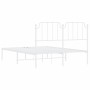 Metallbettgestell mit weißem Kopfteil 135x190 cm von , Betten und Lattenroste - Ref: Foro24-373935, Preis: 90,34 €, Rabatt: %