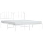 Bettgestell aus Metall mit weißem Kopfteil 180x200 cm von , Betten und Lattenroste - Ref: Foro24-373940, Preis: 113,62 €, Rab...