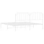 Metal bed frame with white headboard 180x200 cm by , Beds and slatted bases - Ref: Foro24-373940, Price: 111,82 €, Discount: %