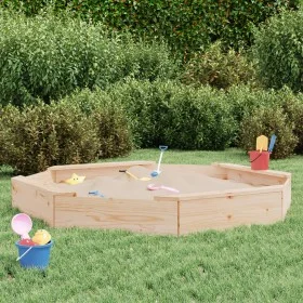 Sandkasten mit achteckigen Sitzen aus massivem Kiefernholz von , Sandkästen - Ref: Foro24-825016, Preis: 69,77 €, Rabatt: %