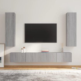 Set de muebles para TV 4 pzas madera contrachapada gris Sonoma Set de muebles para TV 4 pzas madera contrachapada gris Sonoma
