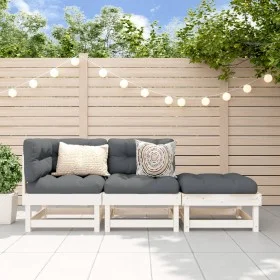 3-teiliges Gartenmöbel-Set massives Zirbenholz weiß von , Modulare Sofas für den Außenbereich - Ref: Foro24-825409, Preis: 15...