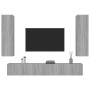 Set de muebles para TV 4 pzas madera contrachapada gris Sonoma