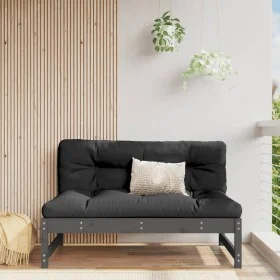 Central garden sofa made of solid gray pine wood 120x80 cm by , Modular outdoor sofas - Ref: Foro24-825704, Price: 112,65 €, ...