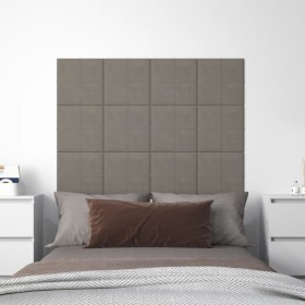 Paneles de pared 12 uds terciopelo gris claro 30x30 cm 1,08 m²