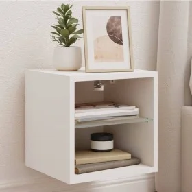 Wall-mounted TV stand with LED lights white 30x28.5x30 cm by , TV Furniture - Ref: Foro24-836973, Price: 26,90 €, Discount: %