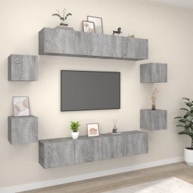 Set de muebles para TV 8 pzas madera contrachapada gris Sonoma Set de muebles para TV 8 pzas madera contrachapada gris Sonoma