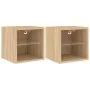 Wall-mounted TV furniture with LED lights, 2 units Sonoma oak 30x28.5x30 cm by , TV Furniture - Ref: Foro24-836978, Price: 38...