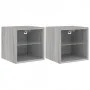 Wall-mounted TV furniture with LED lights 2 units Sonoma gray 30x28.5x30 cm by , TV Furniture - Ref: Foro24-836984, Price: 39...