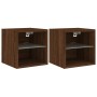 Muebles TV de pared luces LED 2 uds roble marrón 30x28,5x30 cm de , Muebles TV - Ref: Foro24-836986, Precio: 40,34 €