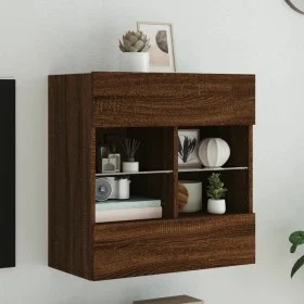 Wand-TV-Möbel mit LED-Leuchten, braune Eiche 58,5x30x60,5 cm von , TV-Möbel - Ref: Foro24-837098, Preis: 55,18 €, Rabatt: %
