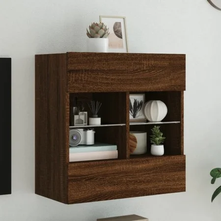 Wand-TV-Möbel mit LED-Leuchten, braune Eiche 58,5x30x60,5 cm von , TV-Möbel - Ref: Foro24-837098, Preis: 55,18 €, Rabatt: %