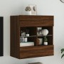 Wand-TV-Möbel mit LED-Leuchten, braune Eiche 58,5x30x60,5 cm von , TV-Möbel - Ref: Foro24-837098, Preis: 55,87 €, Rabatt: %