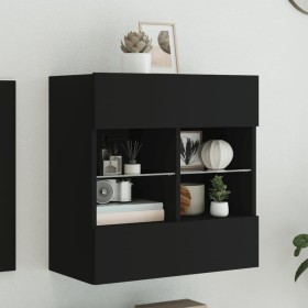 Wall-mounted TV stand with LED lights black 58.5x30x60.5 cm by , TV Furniture - Ref: Foro24-837093, Price: 57,37 €, Discount: %