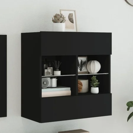 Mueble de TV de pared con luces LED negro 58,5x30x60,5 cm de , Muebles TV - Ref: Foro24-837093, Precio: 56,68 €, Descuento: %